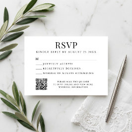 Eenvoudige Moderne Bruiloft RSVP Kaartje