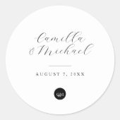 Eenvoudige moderne bruiloft Stickers Cirkel (Voorkant)