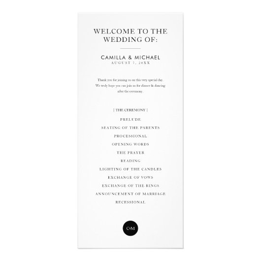 Eenvoudige Moderne Bruiloft Verticaal Programma Ka (Voorkant)