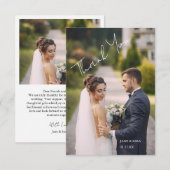 Eenvoudige moderne bruiloftsfoto dank je wel bedankkaart (Voorkant / Achterkant)