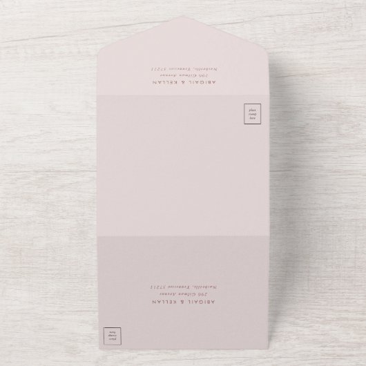 Eenvoudige Moderne Bruine Monogram Aarde Tonen Bru All In One Uitnodiging (Buitenkant)