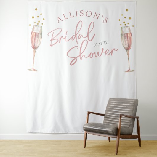 Eenvoudige moderne brunch en bruisende bruidsachte wandkleed (In situ)