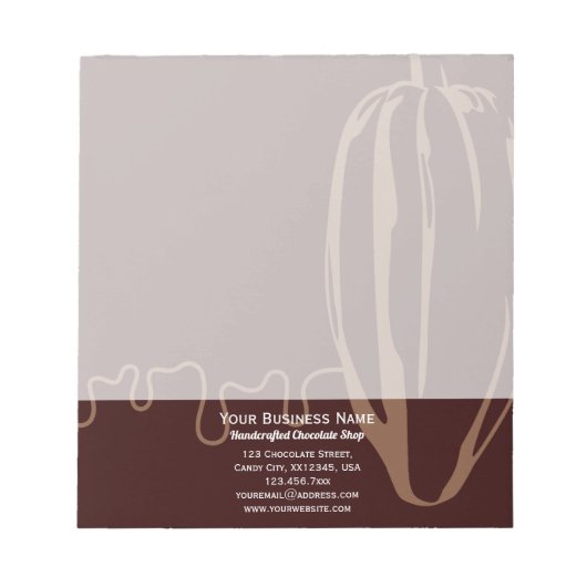 Eenvoudige moderne Cacao Pod Chocolatier Chocolade Notitieblok (Voorkant)