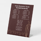 Eenvoudige moderne Cacao Pod Chocolatier Chocolade Reclamebord Met Voetstuk (Voorkant)