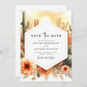 Eenvoudige moderne cactus bruiloft save the date (Voorkant / Achterkant)
