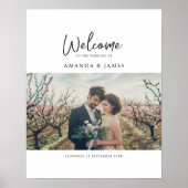 Eenvoudige Moderne Calligrafie Foto Bruiloft Welko Poster (Voorkant)