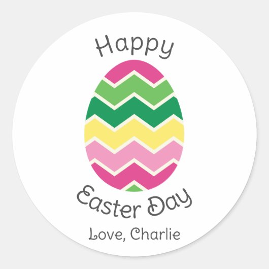 Eenvoudige Moderne Calligrafie Vrolijk Pasen voor  Ronde Sticker (Voorkant)