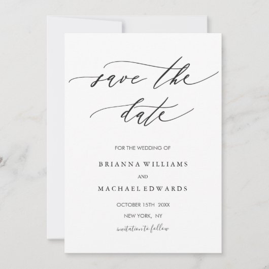 Eenvoudige Moderne Calligrafie Weddenschap sparen Save The Date (Voorkant)