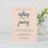 Eenvoudige Moderne Calligraphy Perzik Stof Roze Tr Kaart (Staand voorkant)