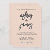 Eenvoudige Moderne Calligraphy Perzik Stof Roze Tr Kaart (Voorkant / Achterkant)