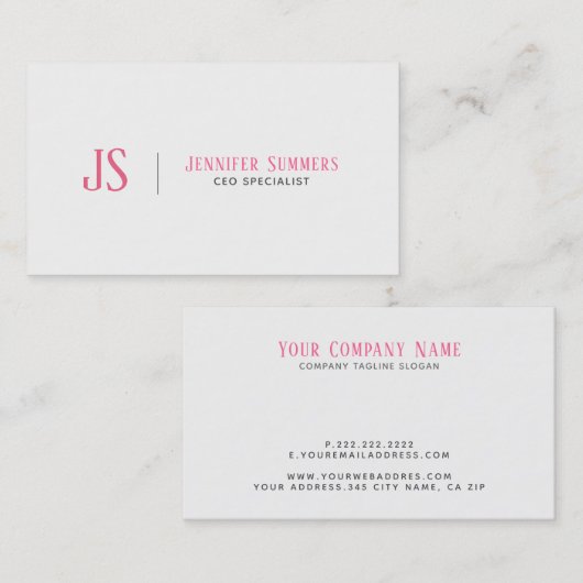 Eenvoudige moderne CEO Specialist Sjabloon Visitekaartje (Voorkant / Achterkant)