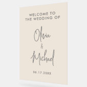 Eenvoudige moderne champagne bruiloft welkom acryl bord (Hoek)