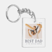 Eenvoudige Moderne Chic Aangepaste Beste Papa Foto Sleutelhanger (Voorkant Links)