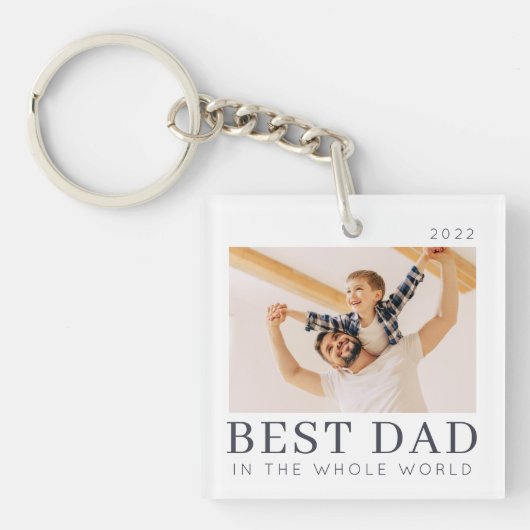 Eenvoudige Moderne Chic Aangepaste Beste Papa Foto Sleutelhanger (Voorkant)