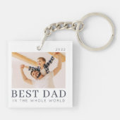 Eenvoudige Moderne Chic Aangepaste Beste Papa Foto Sleutelhanger (Achterkant)
