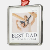 Eenvoudige Moderne Chic Aangepaste Beste Vader Fot Metalen Ornament (Links)