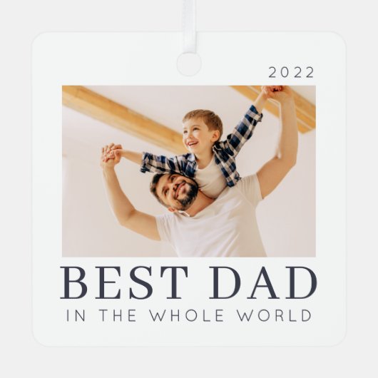 Eenvoudige Moderne Chic Custom Best Pap Foto Metalen Ornament (Voorkant)