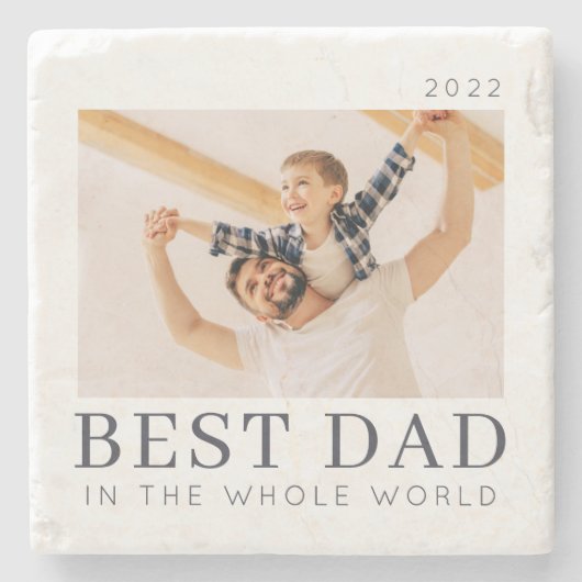 Eenvoudige Moderne Chic Custom Best Pap Foto Stenen Onderzetter (Voorkant)