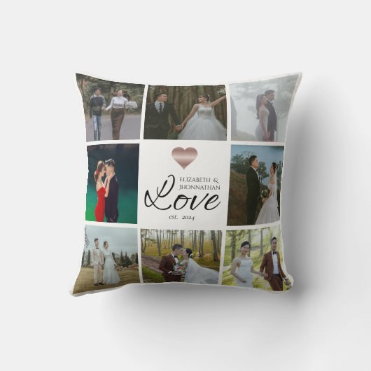 Eenvoudige Moderne Chic Foto Collage Raster Liefde Kussen (Achterkant)