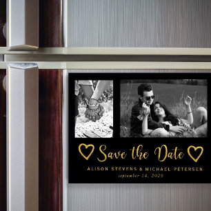 Eenvoudige moderne chic script bruiloft foto bewaa magnetische uitnodiging