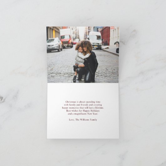 Eenvoudige Moderne Chic Vrolijke Kerst Bourgondië  Feestdagen Kaart (Binnen)