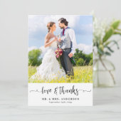 Eenvoudige moderne chique 2 foto aangepaste bruilo bedankkaart (Staand voorkant)