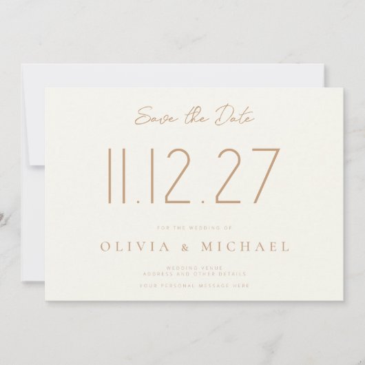 Eenvoudige moderne chique bruiloft non-foto opslaa save the date (Voorkant)