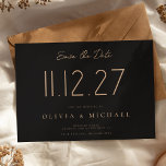 Eenvoudige moderne chique bruiloft non-foto opslaa save the date<br><div class="desc">Een eenvoudige moderne bewaar de datumkaart. Personaliseer dit chique zwart en bruin ontwerp om uw trouwdatum,  namen en details te hebben.</div>