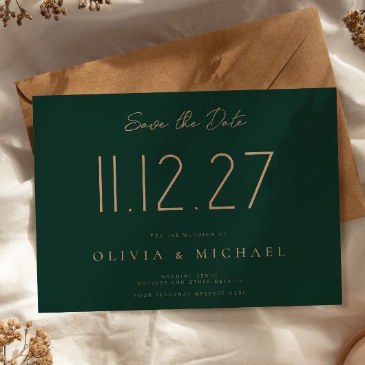 Eenvoudige moderne chique bruiloft non-foto opslaa save the date