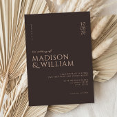 Eenvoudige moderne chique donkerbruine bruiloft kaart