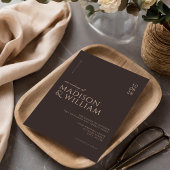 Eenvoudige moderne chique donkerbruine bruiloft kaart