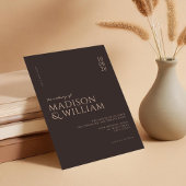 Eenvoudige moderne chique donkerbruine bruiloft kaart