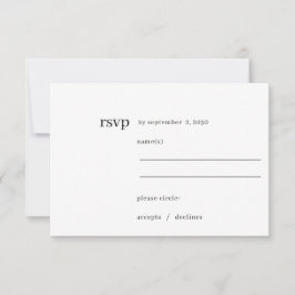 Eenvoudige moderne chique formele zwarte typografi RSVP kaartje