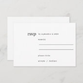 Eenvoudige moderne chique formele zwarte typografi RSVP kaartje (Voorkant / Achterkant)