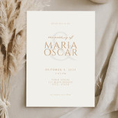 Eenvoudige moderne chique ivoor tan bruiloft kaart