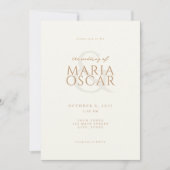 Eenvoudige moderne chique ivoor tan bruiloft kaart (Voorkant)