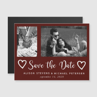 Eenvoudige moderne chique script bruiloft foto ops magnetische uitnodiging