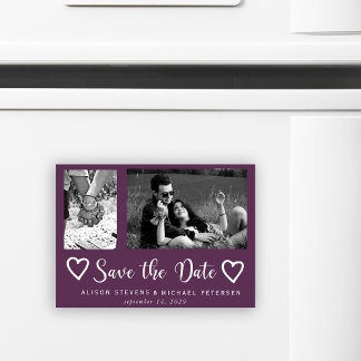 Eenvoudige moderne chique script bruiloft foto ops magnetische uitnodiging