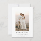 Eenvoudige moderne chique trouwfoto dank u kaart (Voorkant)