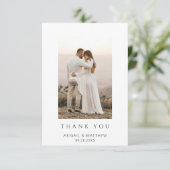 Eenvoudige moderne chique trouwfoto dank u kaart (Staand voorkant)