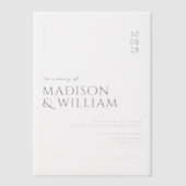 Eenvoudige moderne chique zwart-wit bruiloft vellum uitnodigingen (Voorkant)