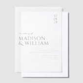 Eenvoudige moderne chique zwart-wit bruiloft vellum uitnodigingen (Offset)