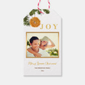 Eenvoudige moderne Citrus Vrolijke Kerstmis Foto V Cadeaulabel (Voorkant)