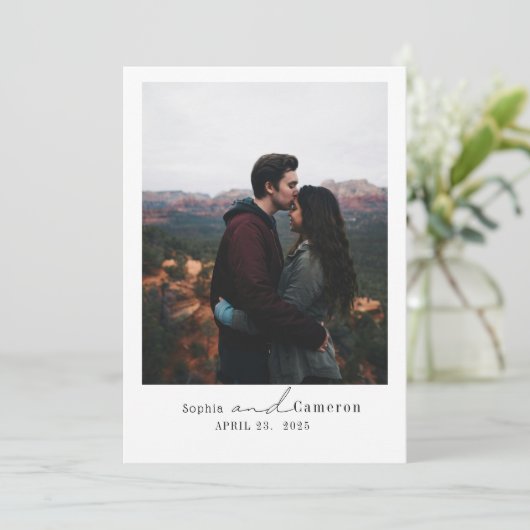 Eenvoudige moderne collage Minimaal uniek fotomate Save The Date (Staand voorkant)