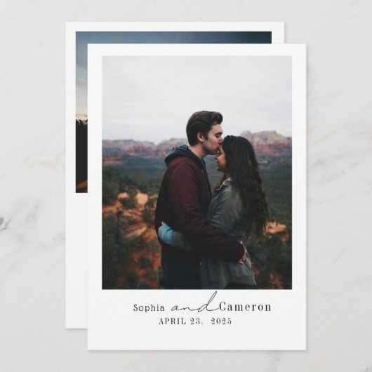 Eenvoudige moderne collage Minimaal uniek fotomate Save The Date (Voorkant / Achterkant)