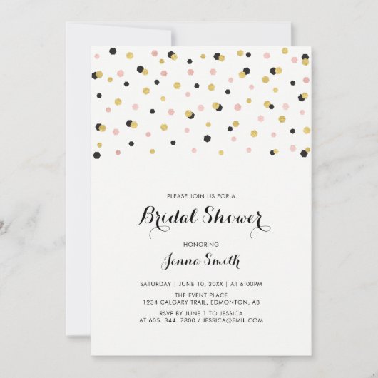 Eenvoudige Moderne Confetti Bruiloft Bruidsfeest U Kaart (Voorkant)