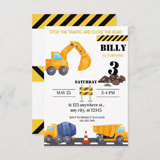 Eenvoudige moderne constructie Verjaardag uitnodig Kaart (Voorkant / Achterkant)