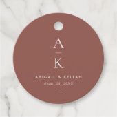 Eenvoudige Moderne Crème Bruin Monogram Bruiloft Bedankjes Labels (Voorkant)