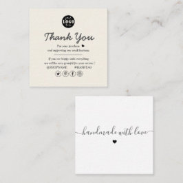 Eenvoudige moderne crème en wit dank u vierkante visitekaartje