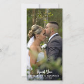 Eenvoudige Moderne Custom Pas getrouwd Fotobruilof Bedankkaart (Voorkant)
